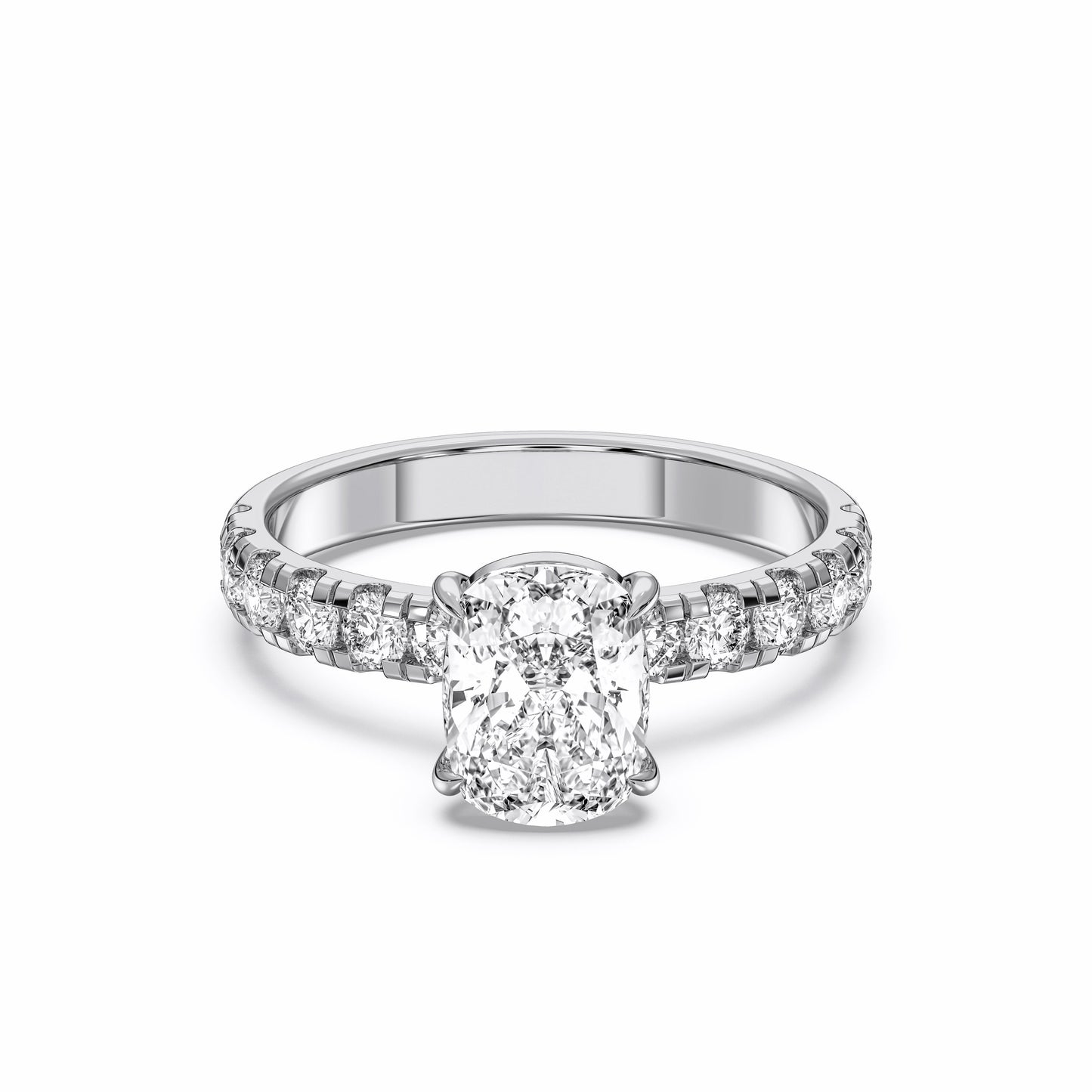 EL.CUSHION SIDESTONE RING (THICK)