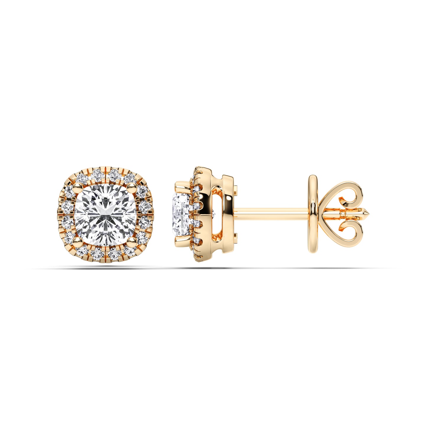SQ.CUSHION HALO EARRING
