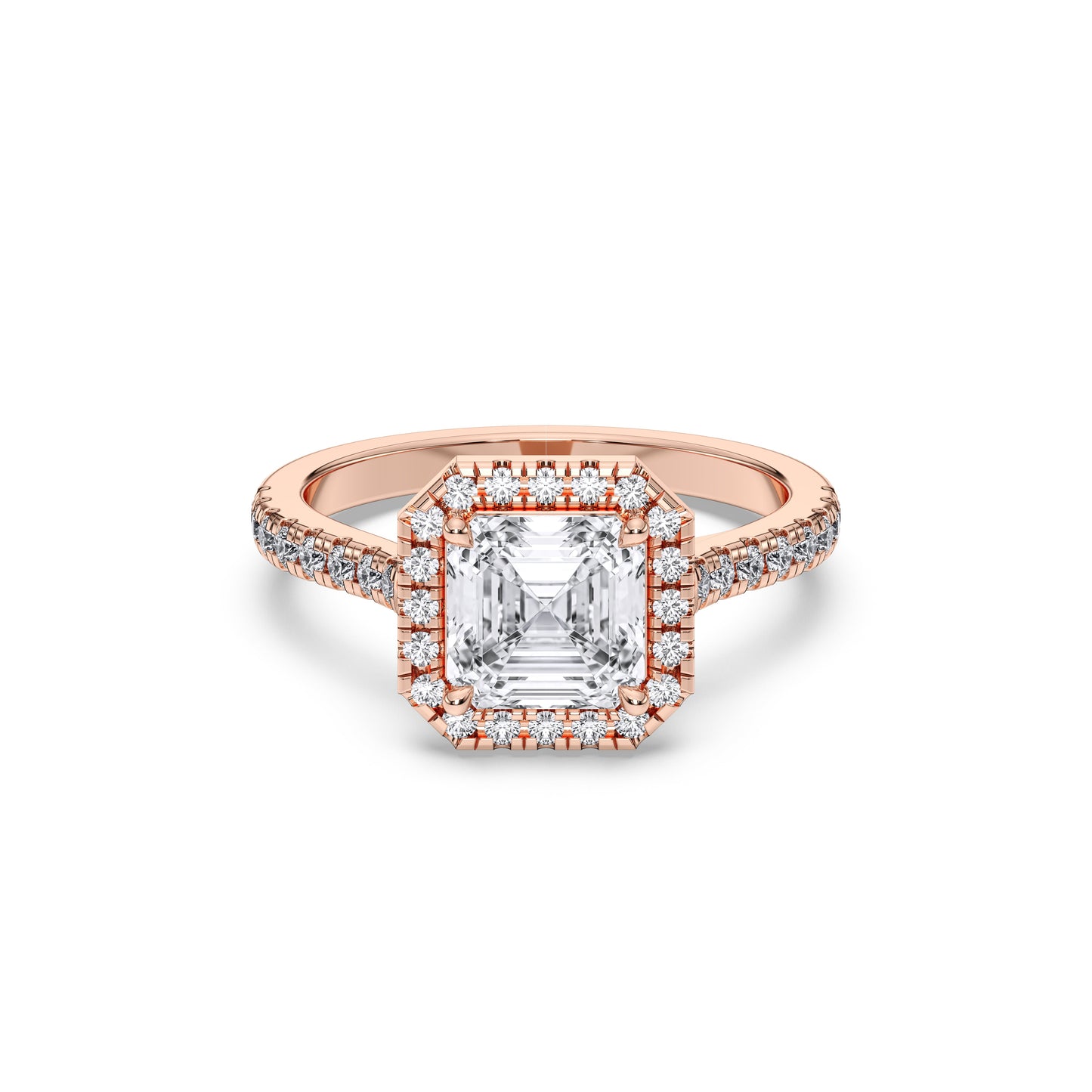 SQ.EMERALD HALO RING