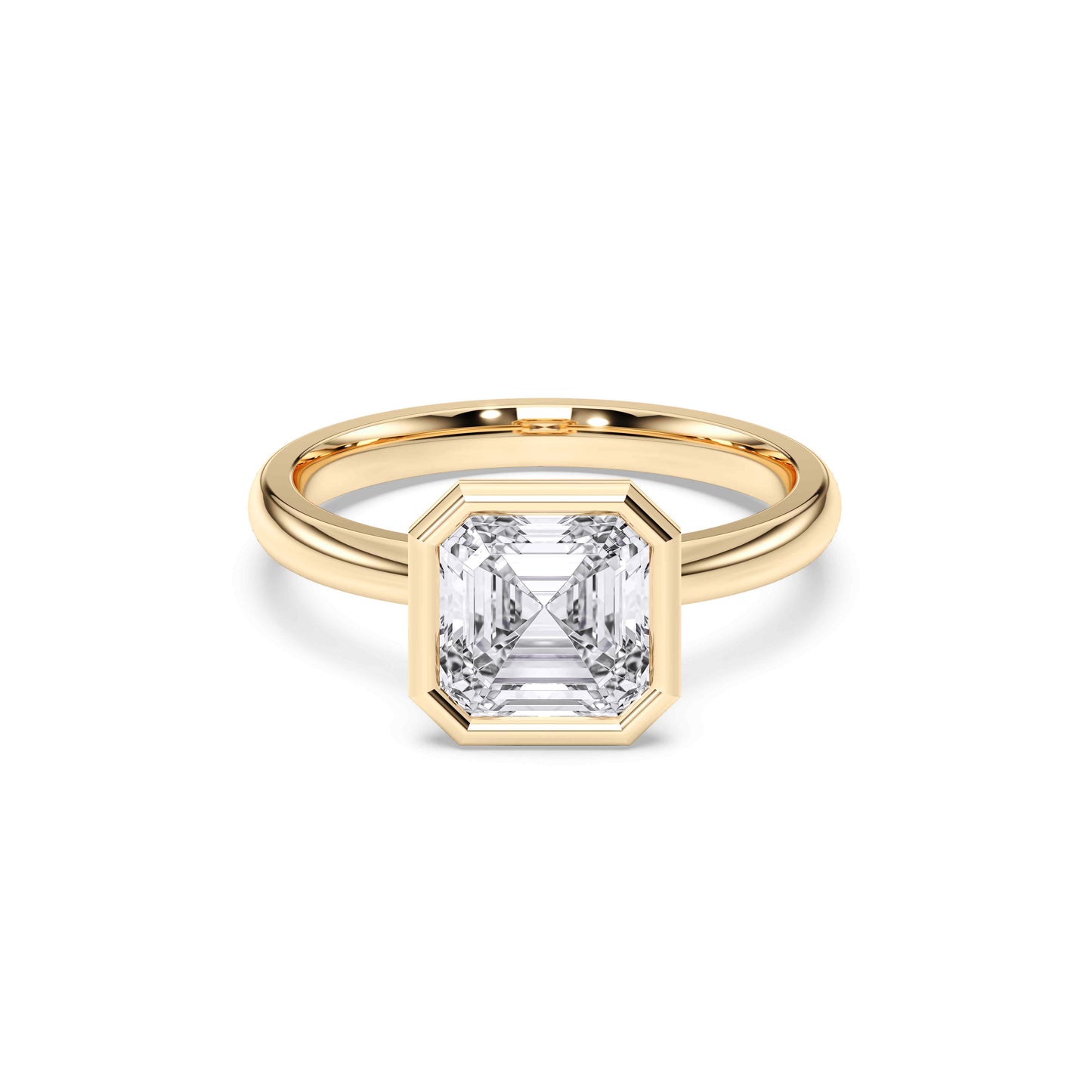 SQ.EMERALD BEZEL SOLITAIRE RING