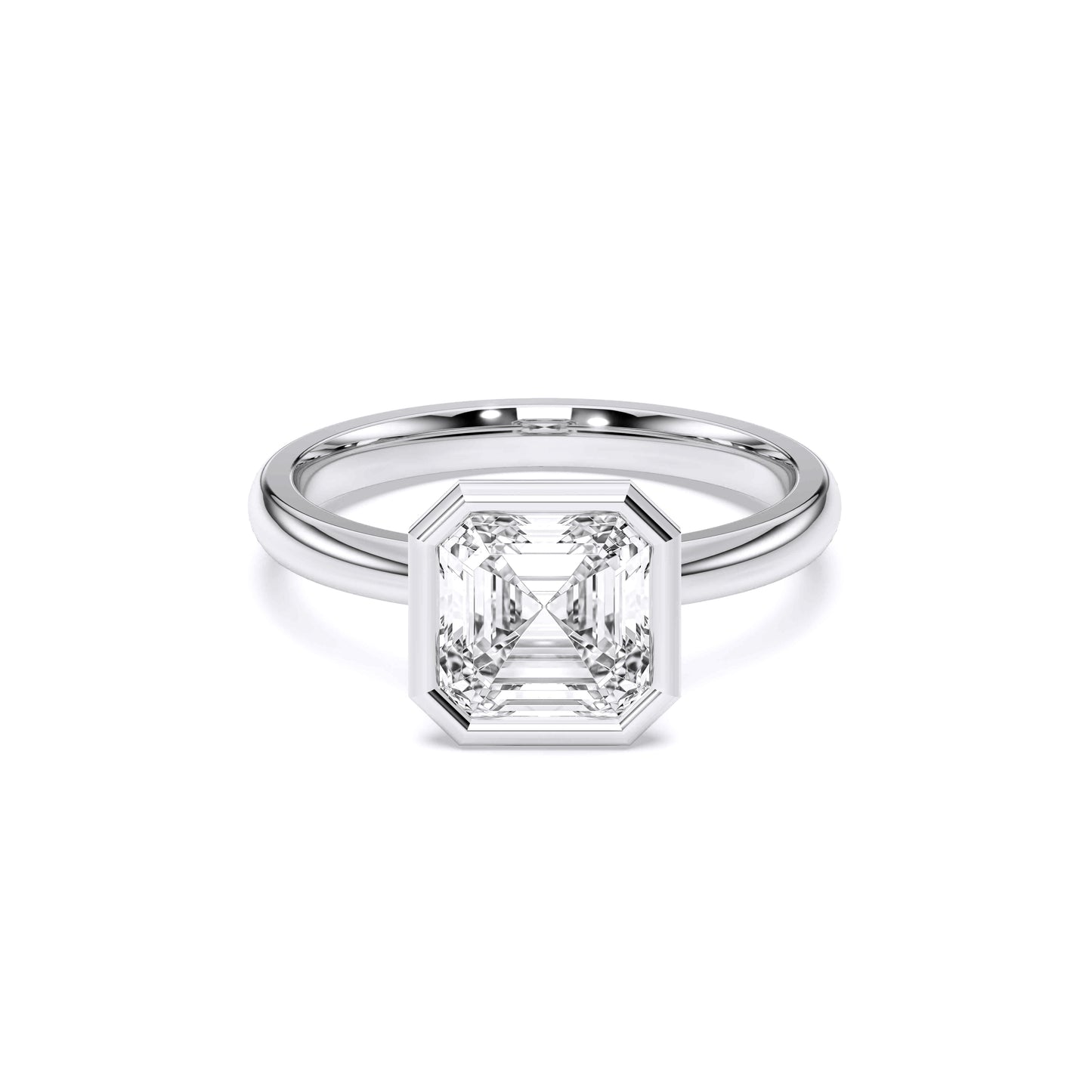 SQ.EMERALD BEZEL SOLITAIRE RING