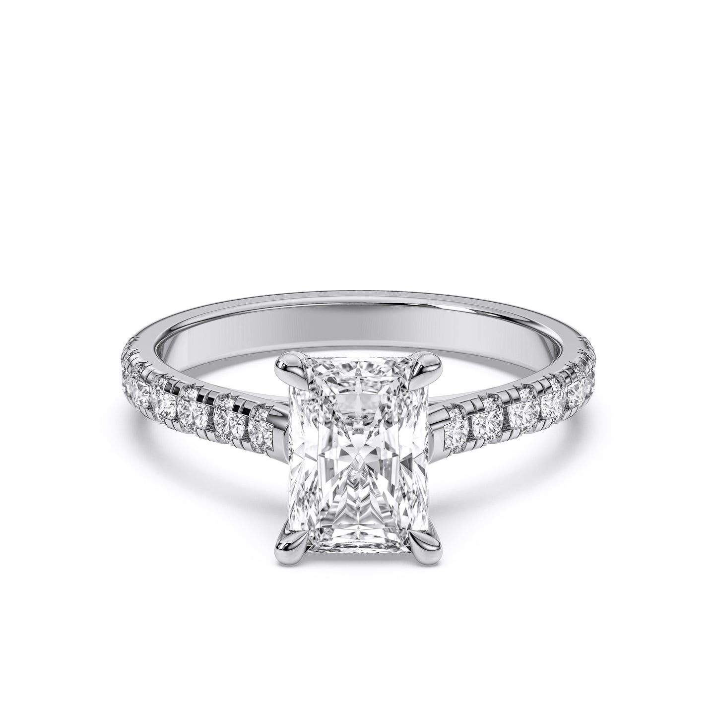 RADIANT HIDDEN HALO WITH SIDE STONE