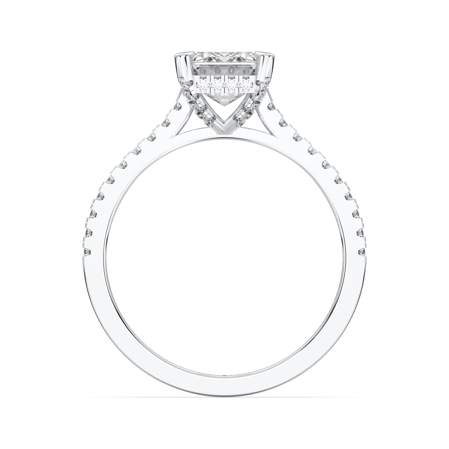 EMERALD HIDDEN HALO WITH SIDE STONE
