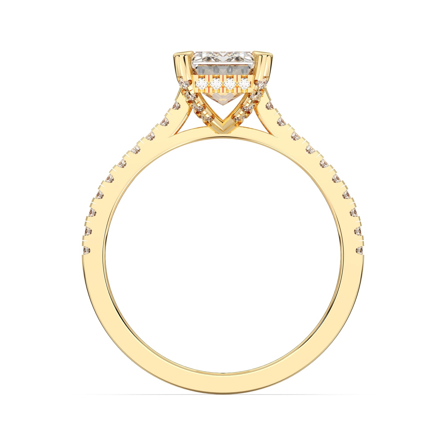 EMERALD HIDDEN HALO WITH SIDE STONE
