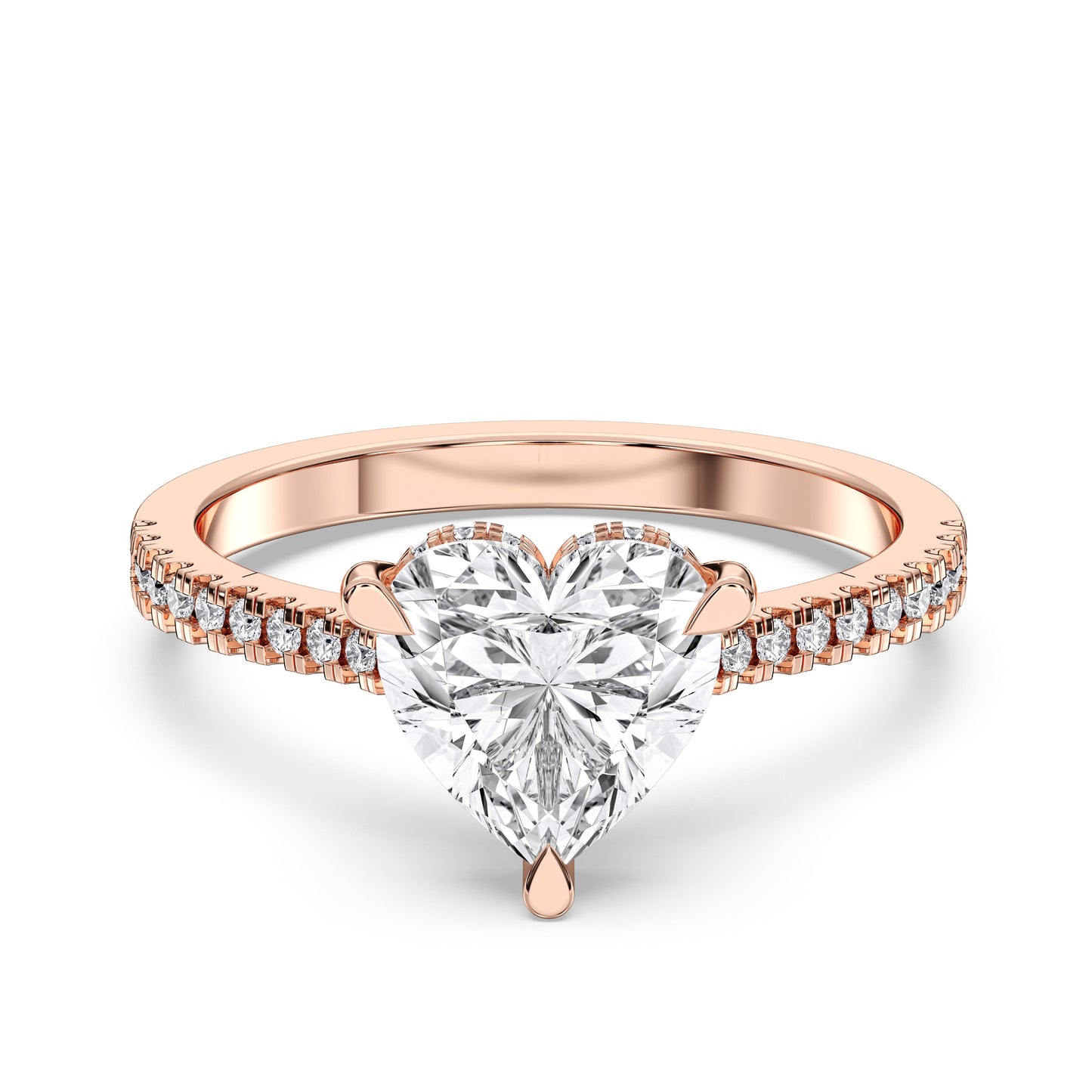 HEART HIDDEN HALO WITH SIDE STONE