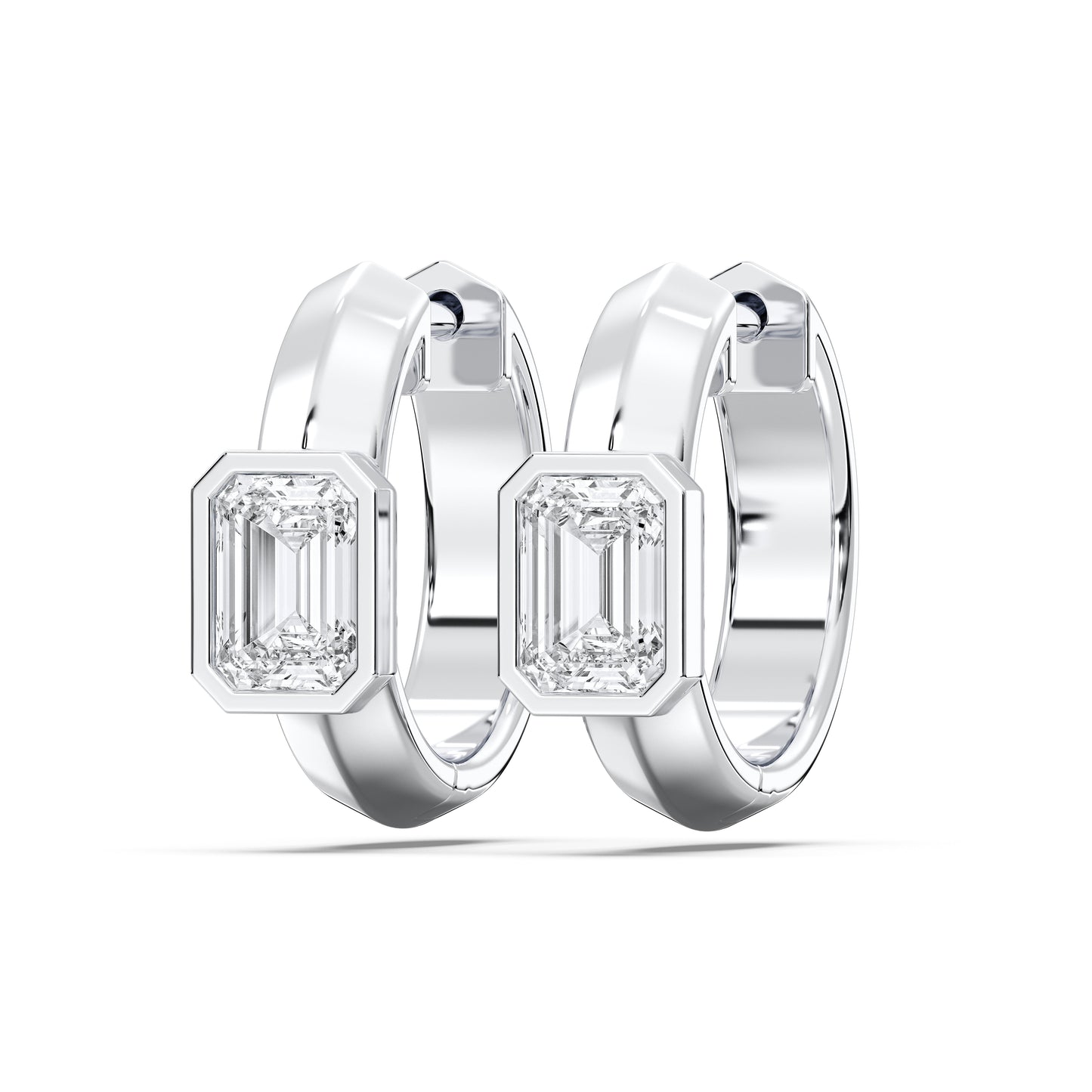 EMERALD BEZEL HOOPS EARRINGS