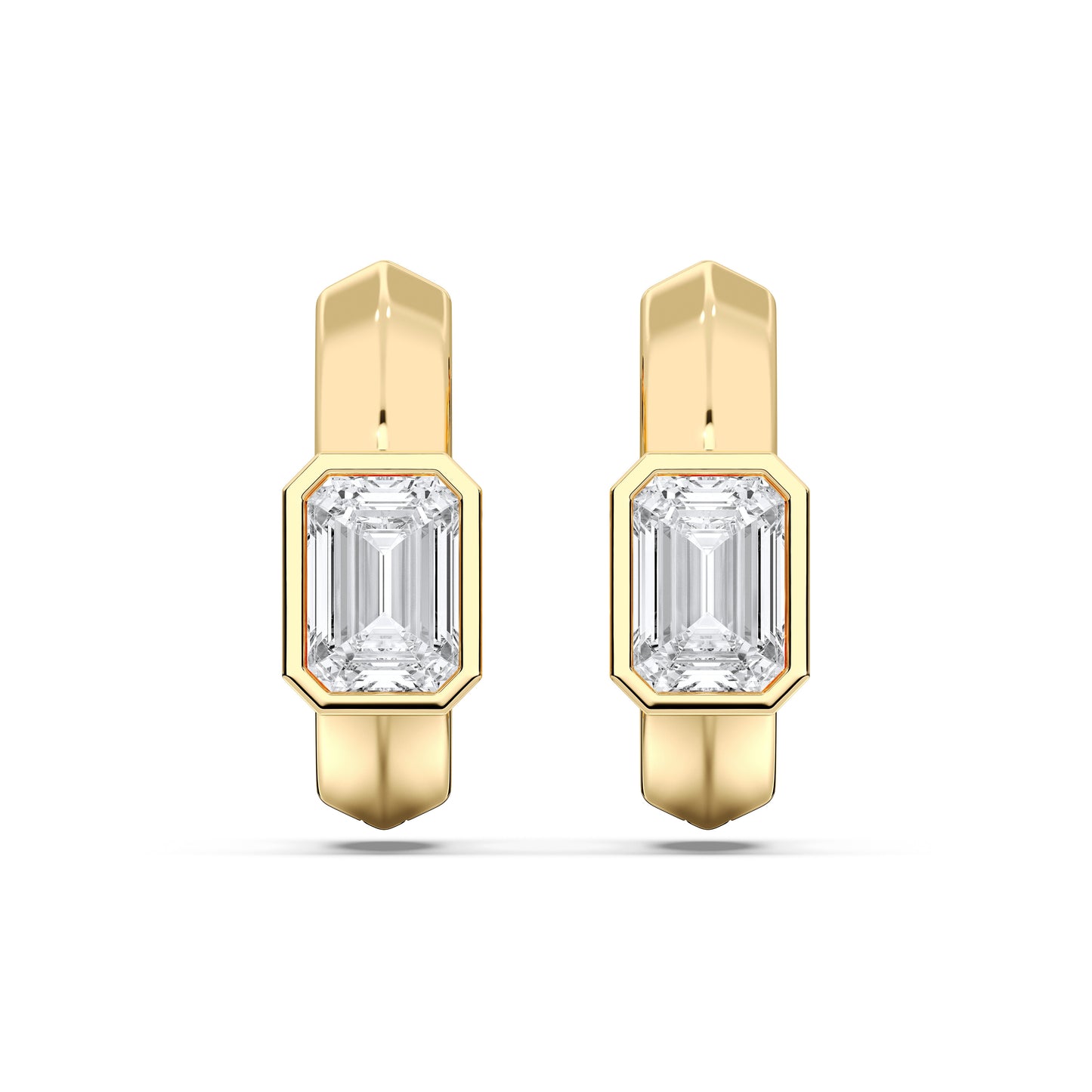 EMERALD BEZEL HOOPS EARRINGS