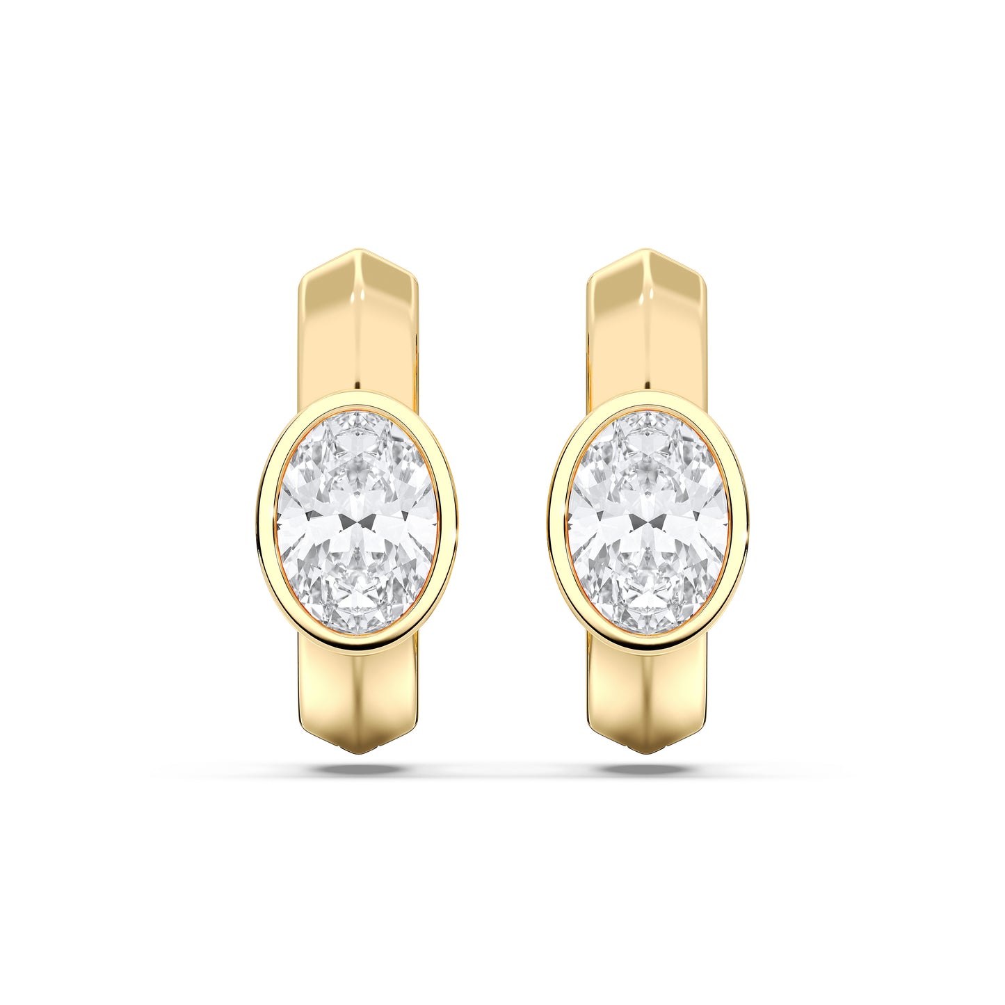 OVAL BEZEL HOOPS EARRINGS