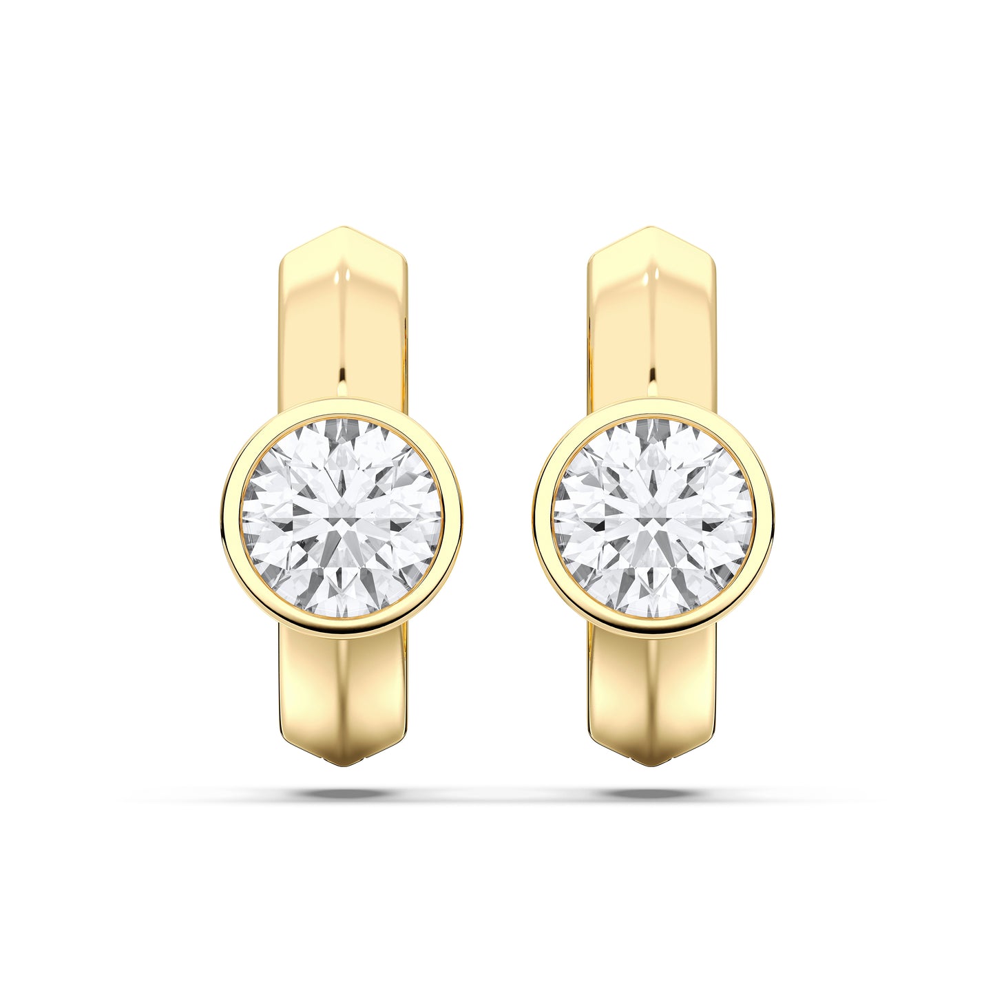 ROUND BEZEL HOOPS EARRINGS