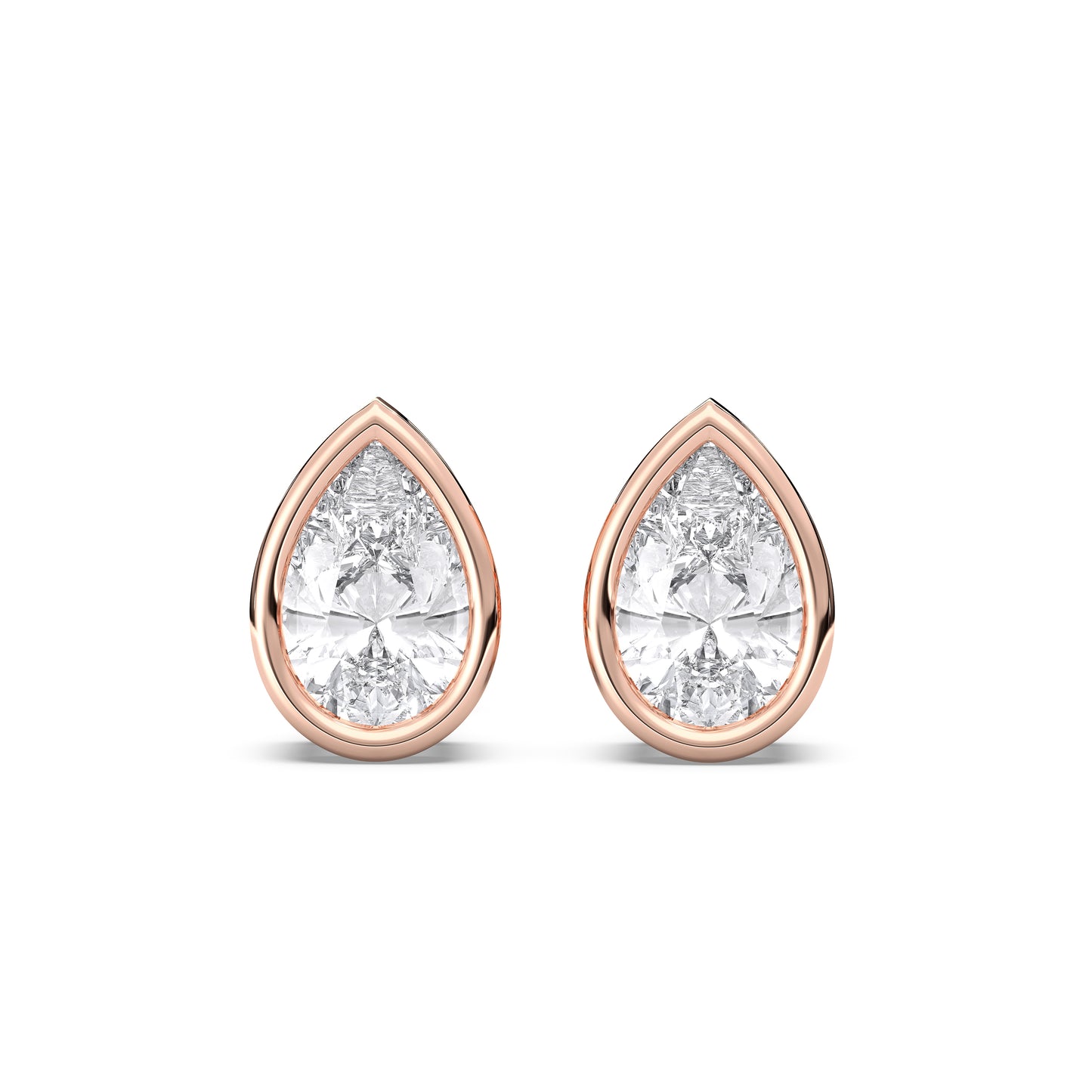 PEAR BEZEL STUDS