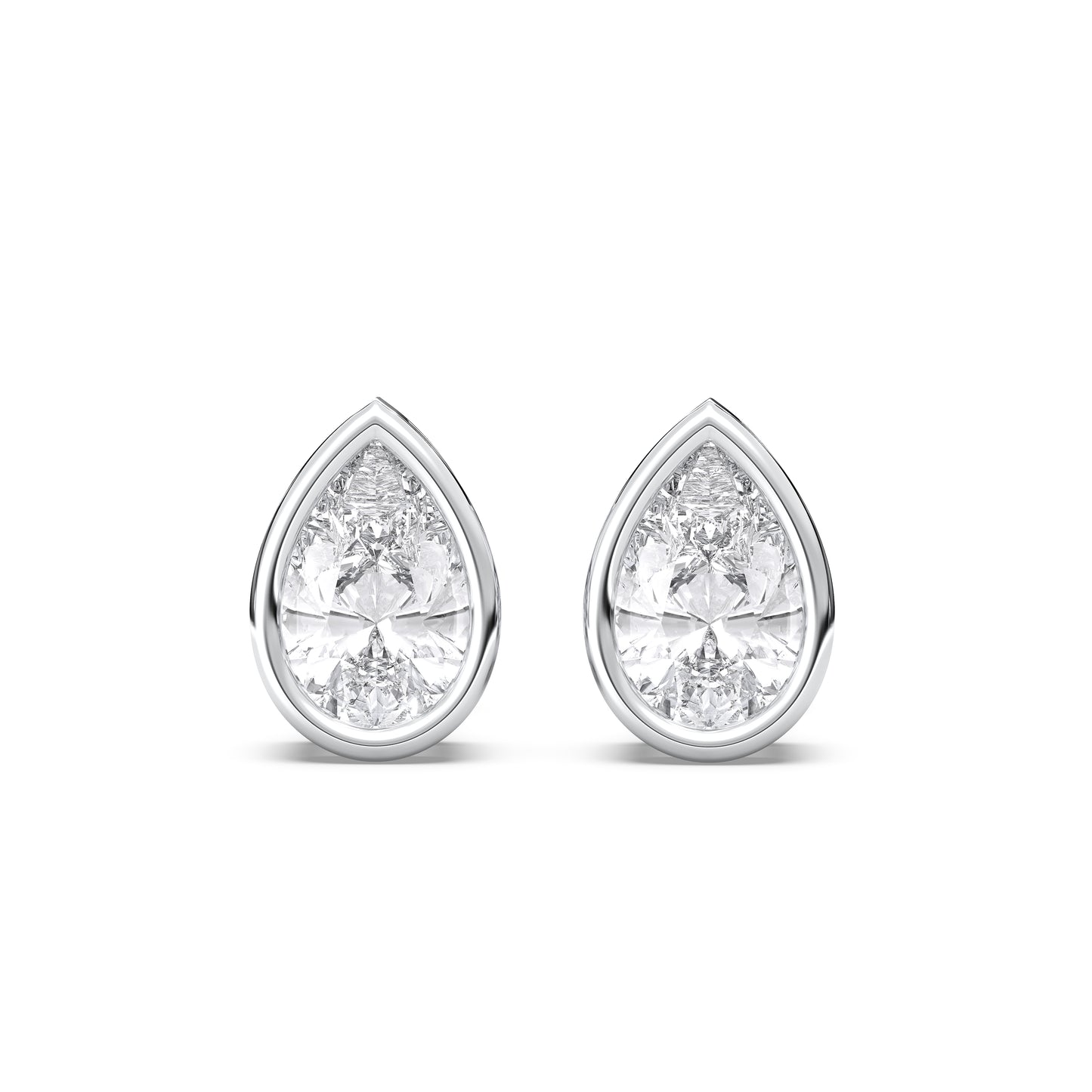 PEAR BEZEL STUDS
