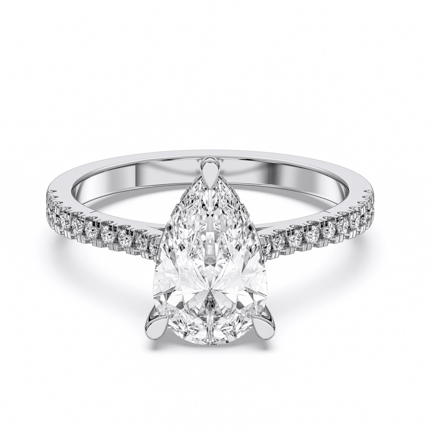 PEAR HIDDEN HALO WITH SIDE STONE
