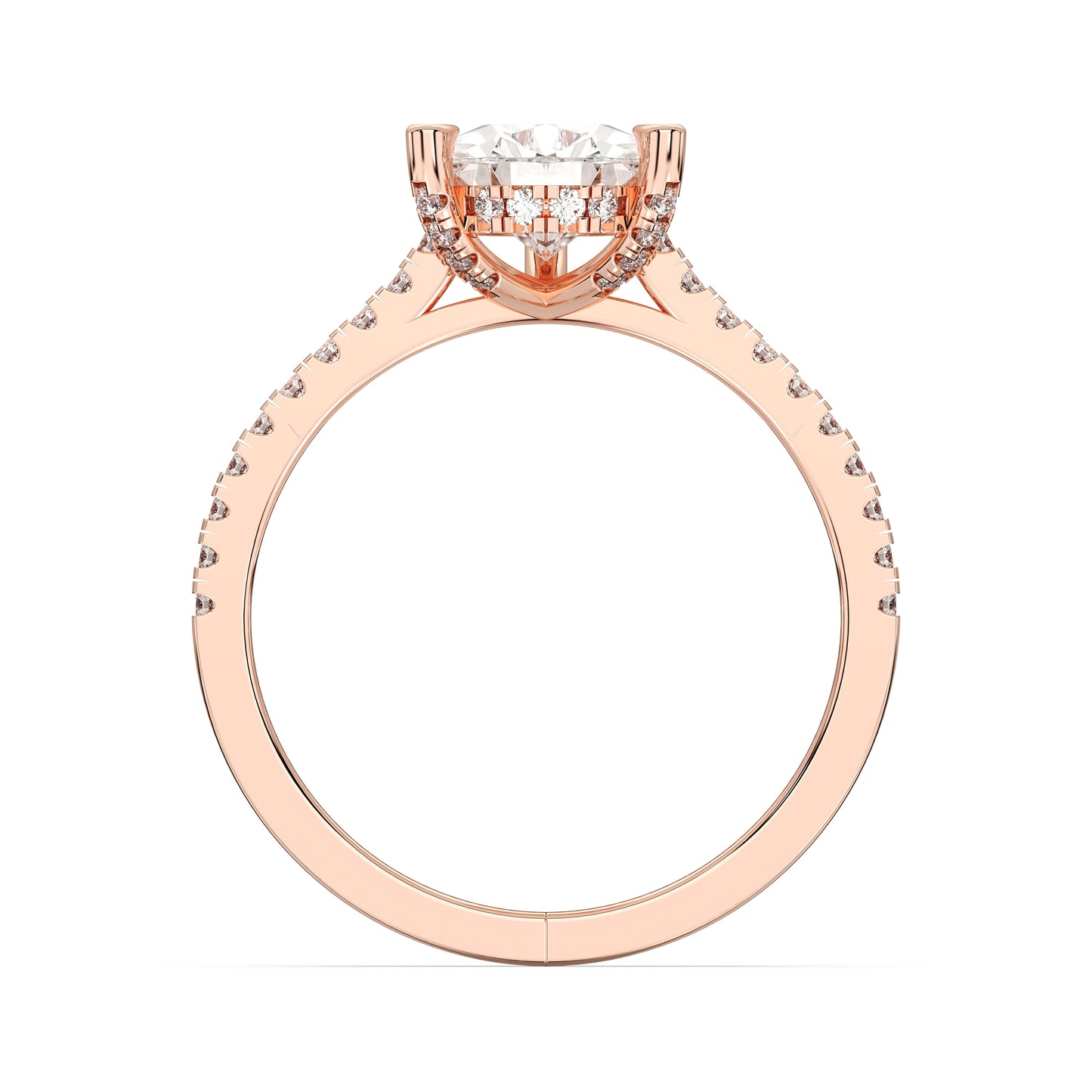 PEAR HIDDEN HALO WITH SIDE STONE
