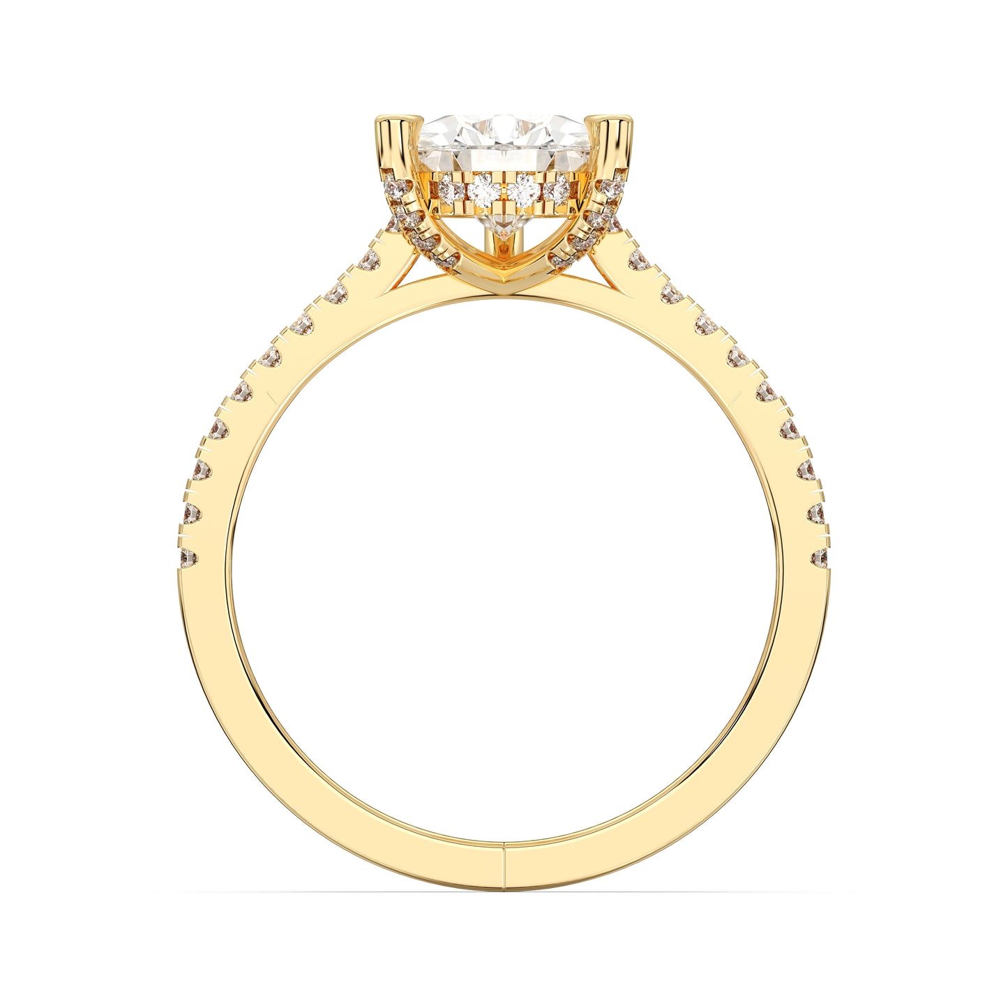 PEAR HIDDEN HALO WITH SIDE STONE