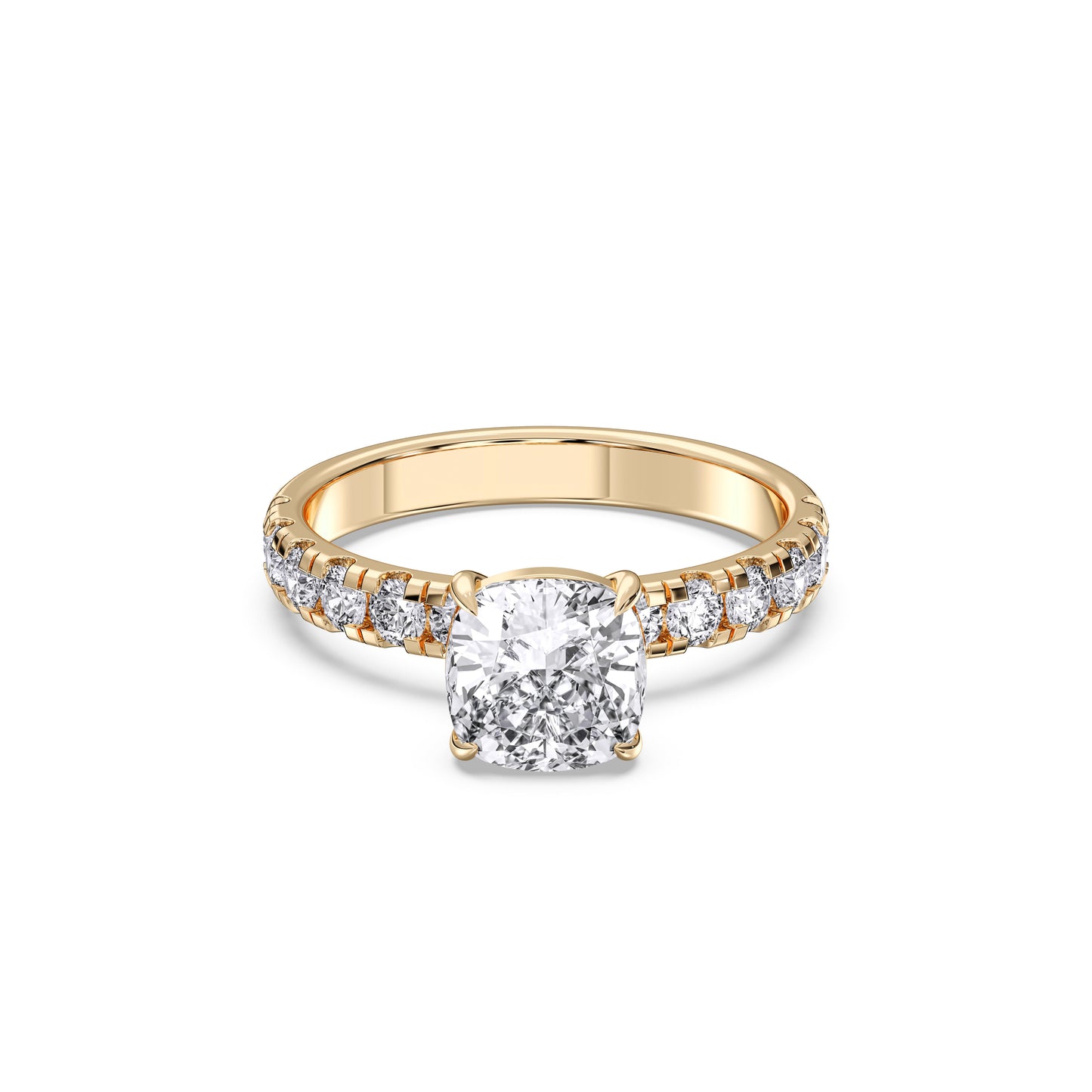 SQ.CUSHION SIDESTONE RING (THICK)