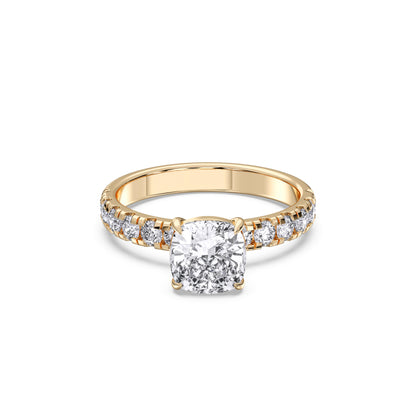 SQ.CUSHION SIDESTONE RING (THICK)