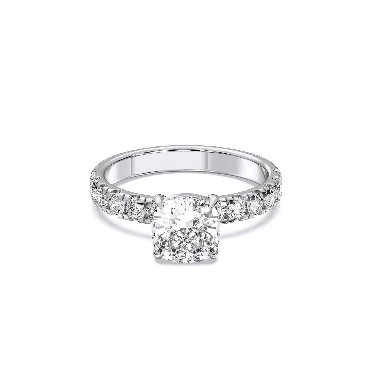 SQ.CUSHION SIDESTONE RING (THICK)
