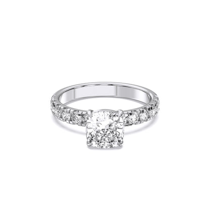 SQ.CUSHION SIDESTONE RING (THICK)