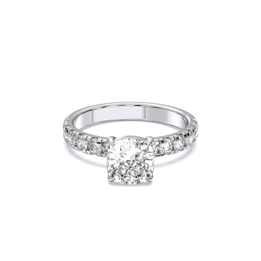 SQ.CUSHION SIDESTONE RING (THICK)