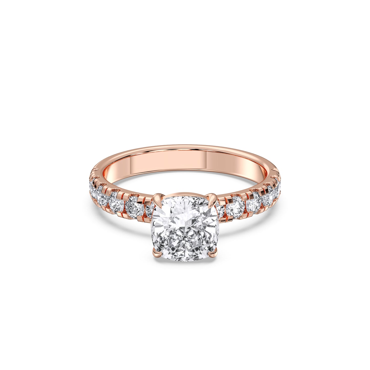SQ.CUSHION SIDESTONE RING (THICK)