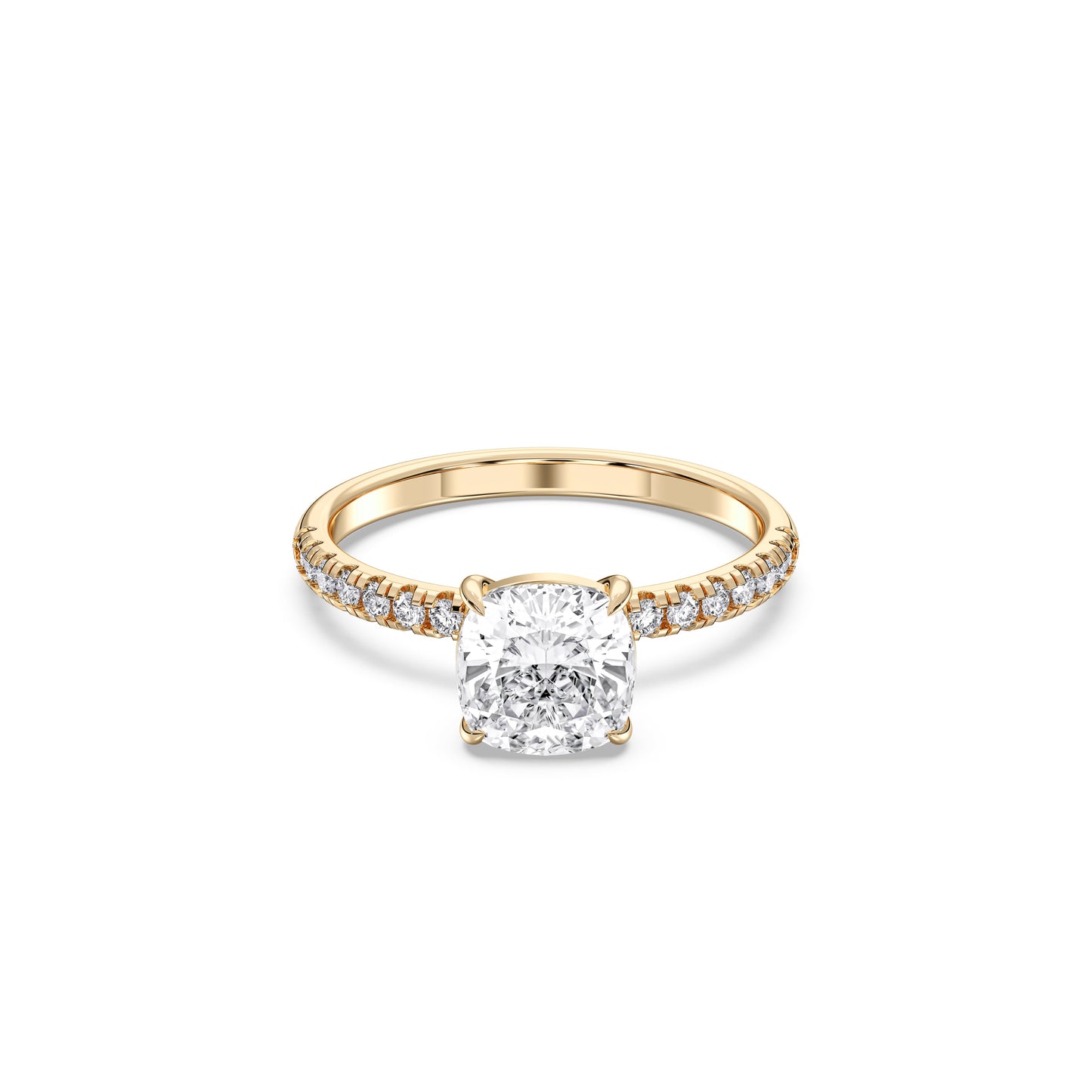 SQ.CUSHION SIDESTONE RING (THIN)