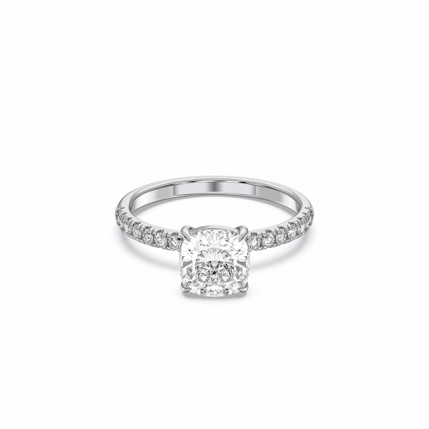 SQ.CUSHION SIDESTONE RING (THIN)