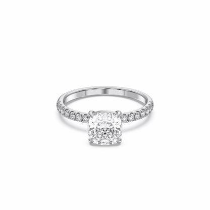 SQ.CUSHION SIDESTONE RING (THIN)