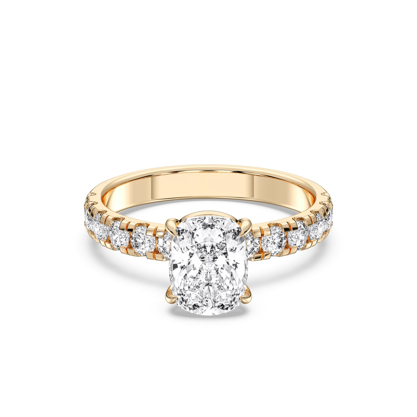 EL.CUSHION SIDESTONE RING (THICK)