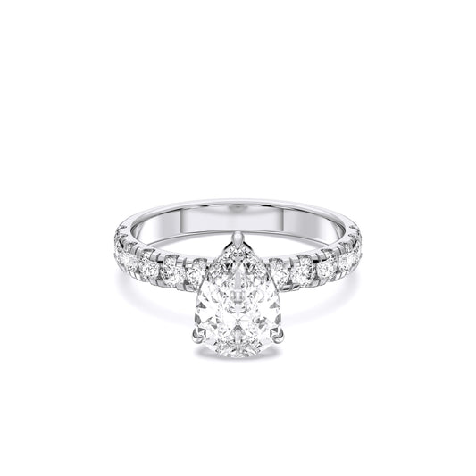 PEAR SIDESTONE RING (THICK)