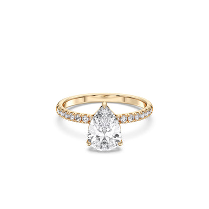 PEAR SIDESTONE RING (THIN)