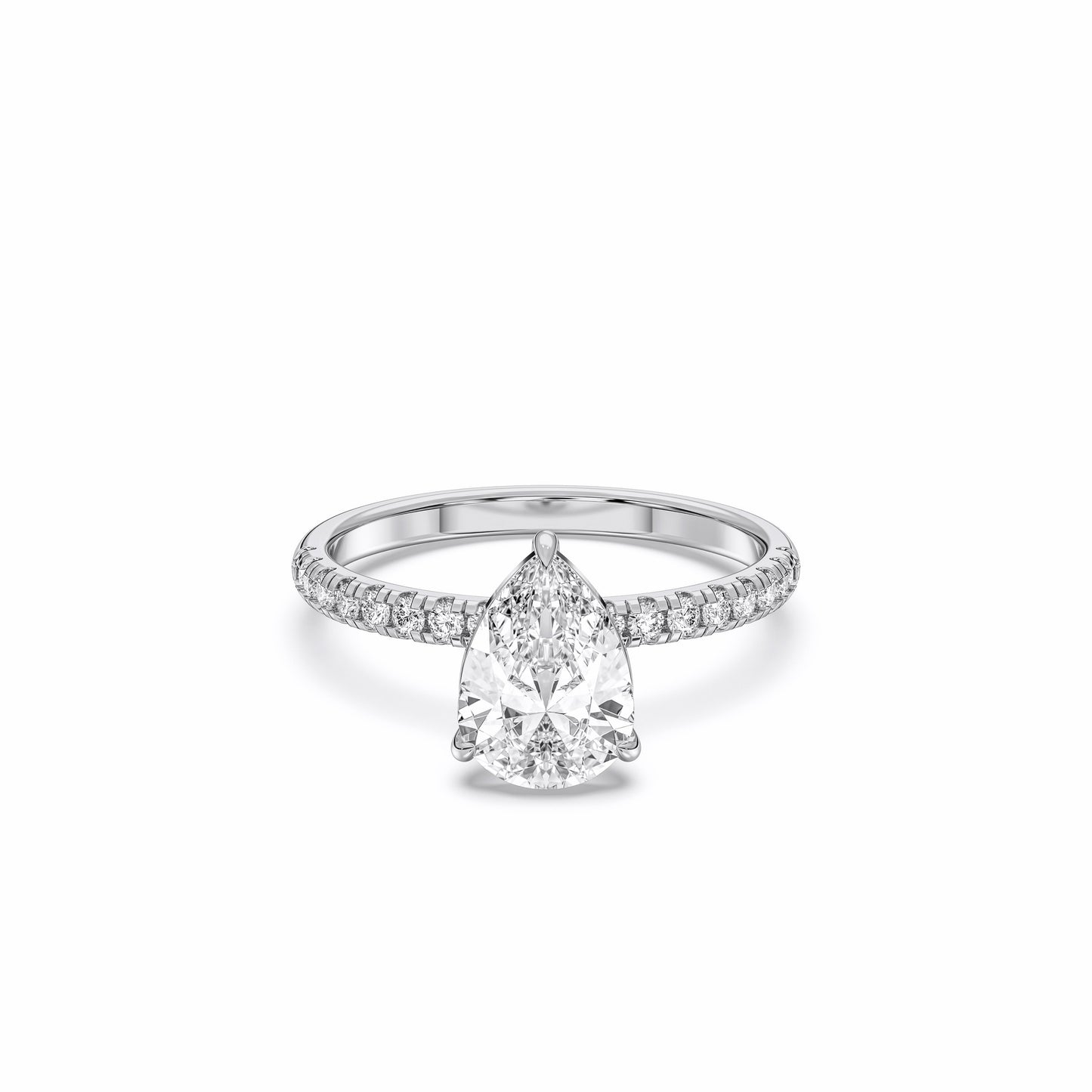 PEAR SIDESTONE RING (THIN)
