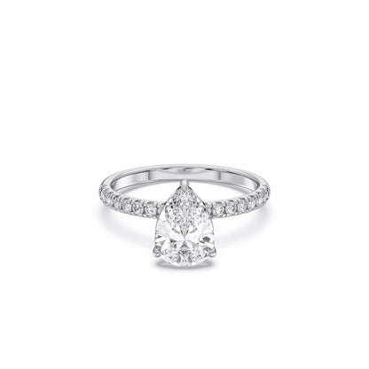 PEAR SIDESTONE RING (THIN)