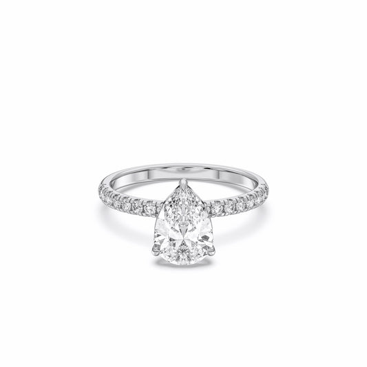 PEAR SIDESTONE RING (THIN)