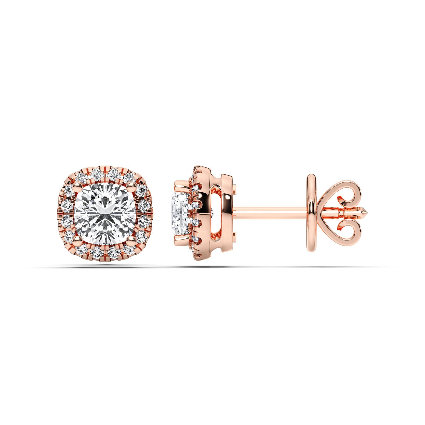 SQ.CUSHION HALO EARRING