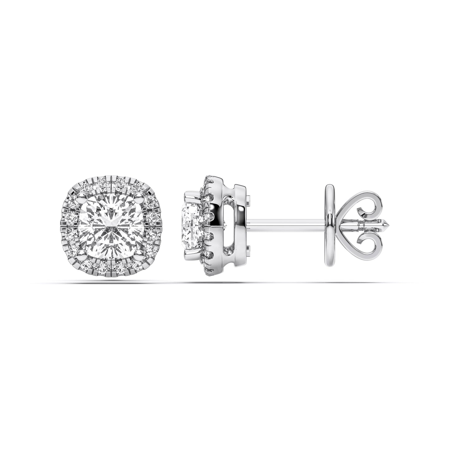 SQ.CUSHION HALO EARRING