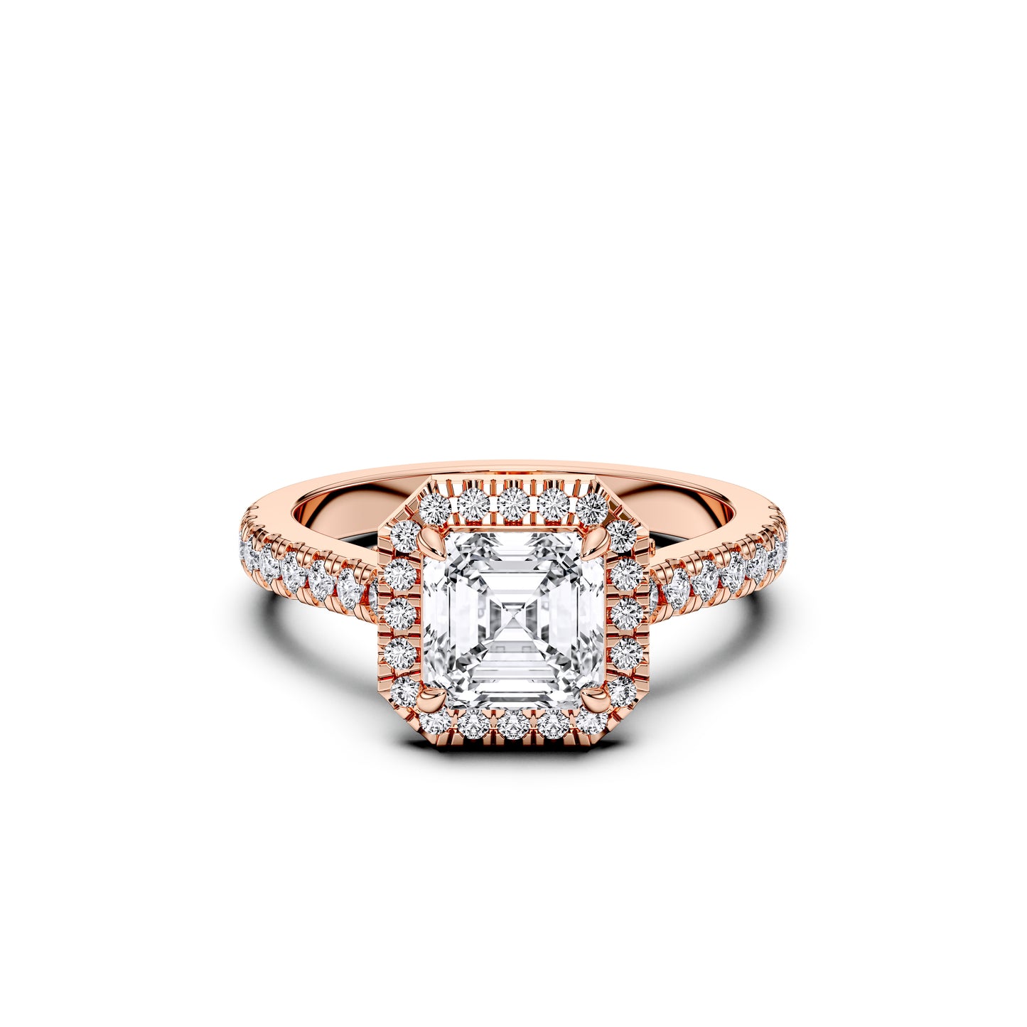 SQ.EMERALD HALO RING
