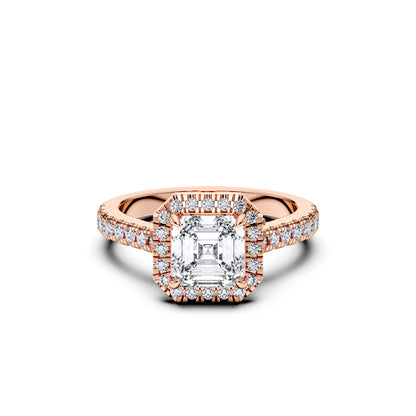 SQ.EMERALD HALO RING