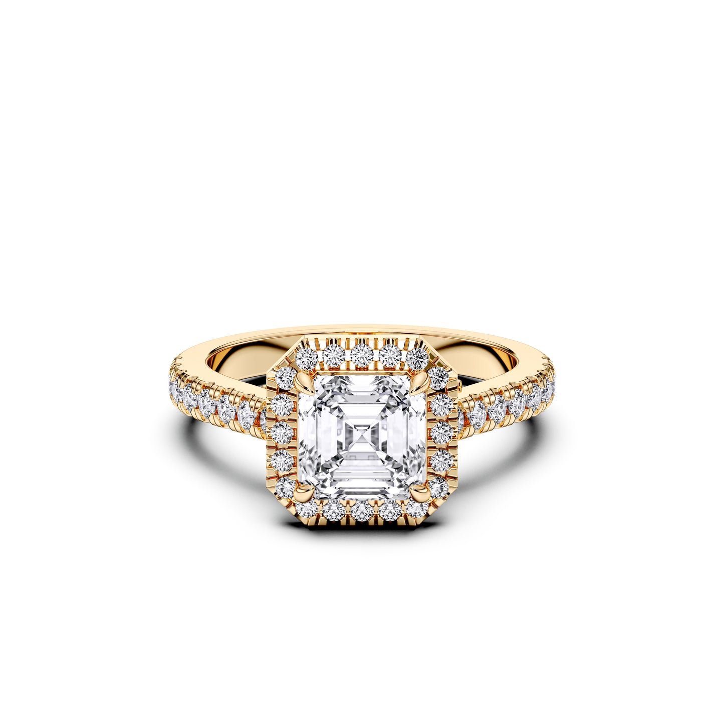 SQ.EMERALD HALO RING