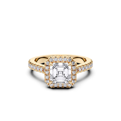 SQ.EMERALD HALO RING