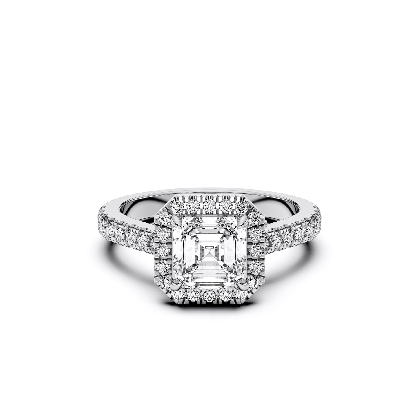 SQ.EMERALD HALO RING