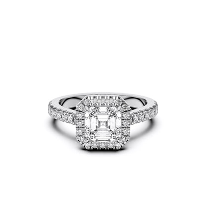 SQ.EMERALD HALO RING