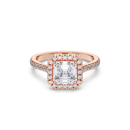 SQ.EMERALD HALO RING