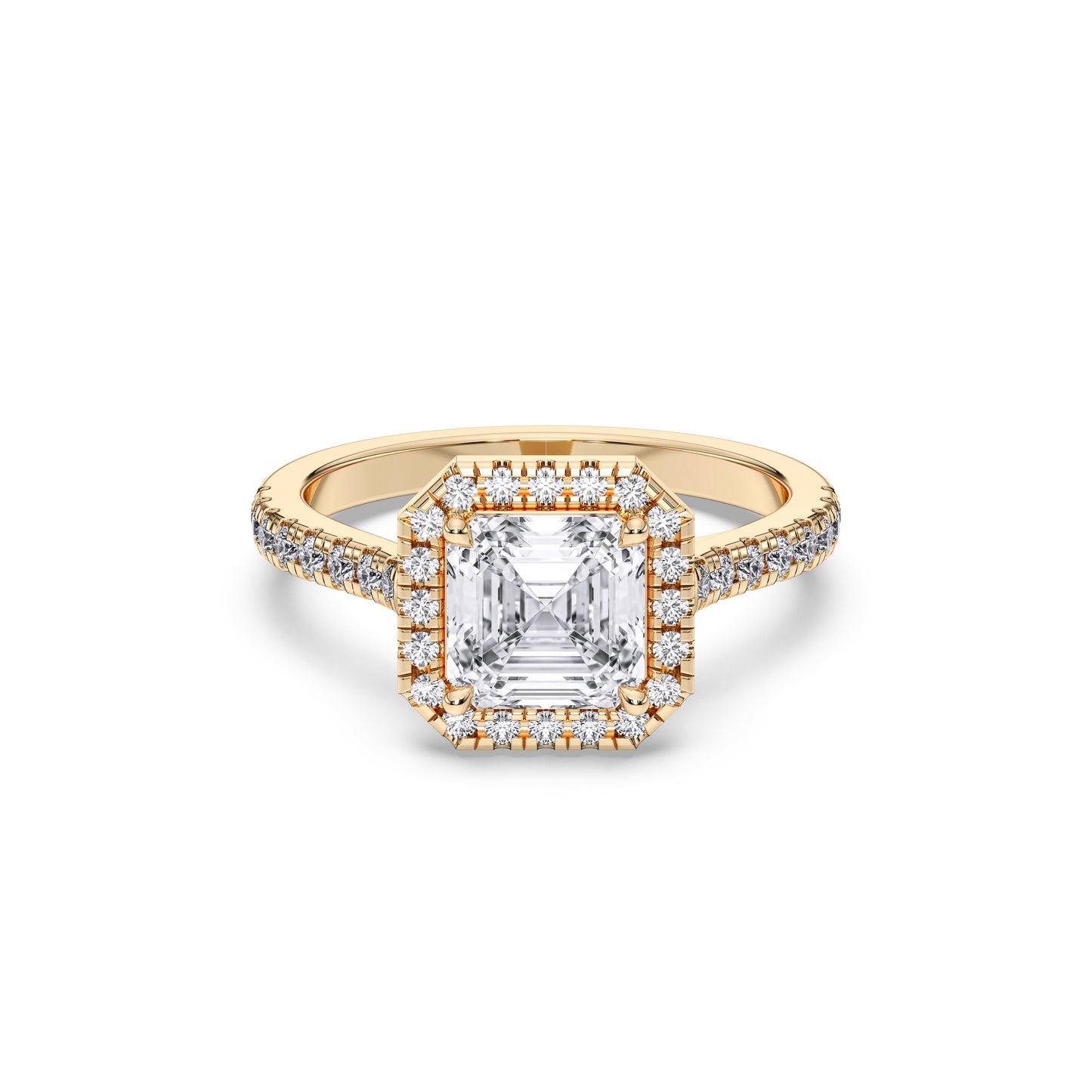 SQ.EMERALD HALO RING