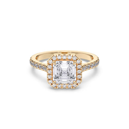 SQ.EMERALD HALO RING