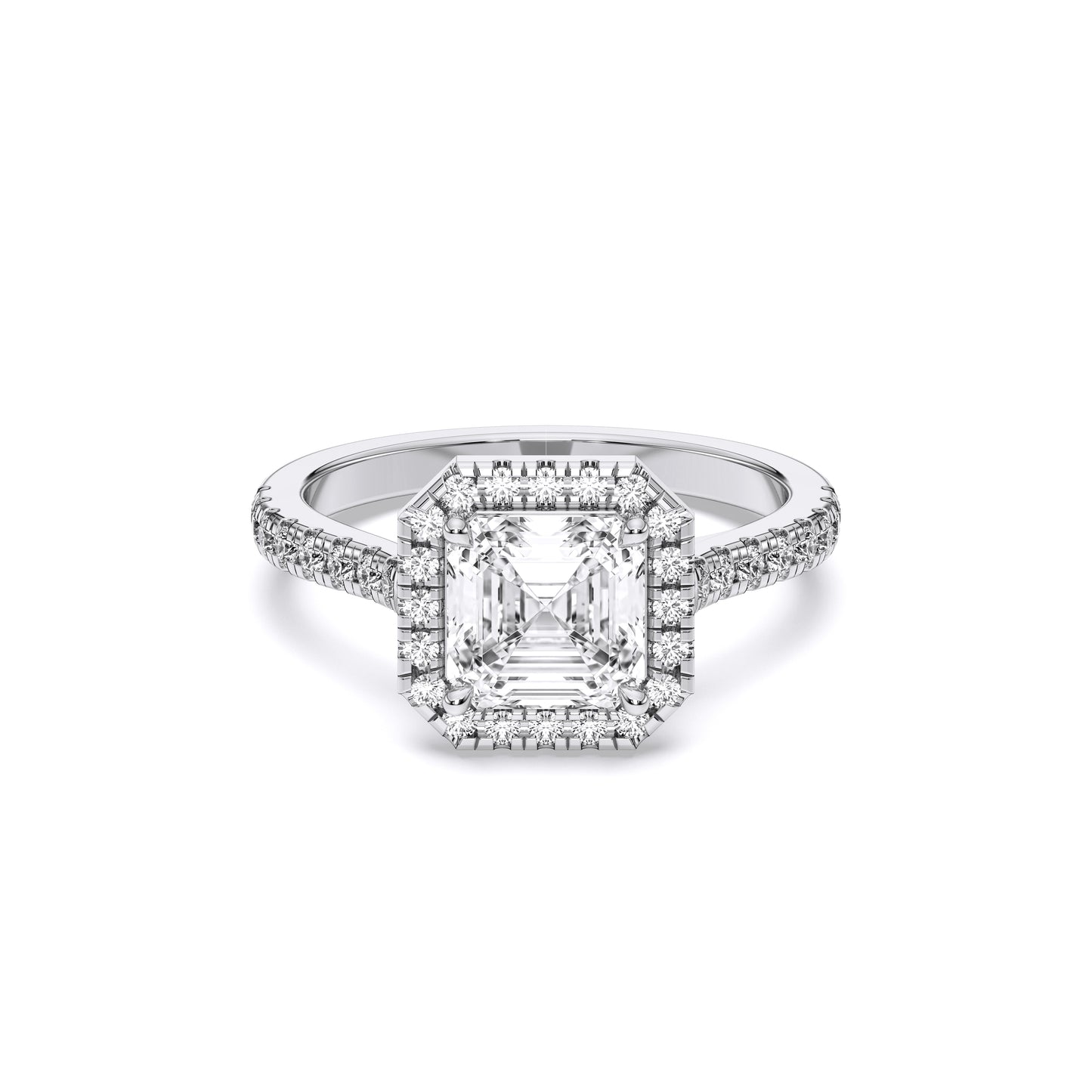 SQ.EMERALD HALO RING