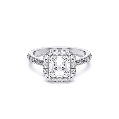SQ.EMERALD HALO RING