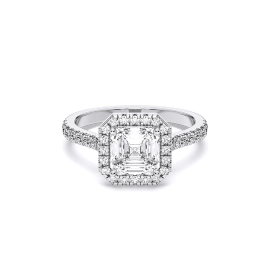 SQ.EMERALD HALO RING