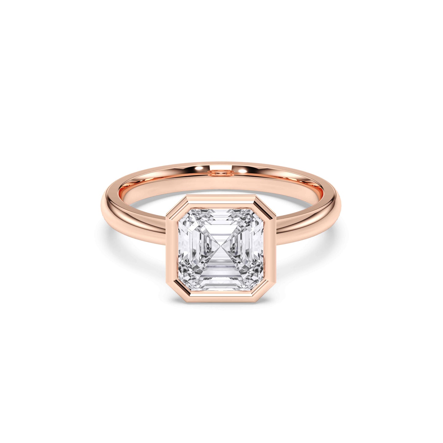 SQ.EMERALD BEZEL SOLITAIRE RING