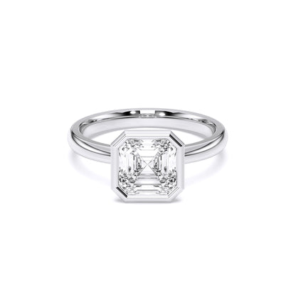 SQ.EMERALD BEZEL SOLITAIRE RING