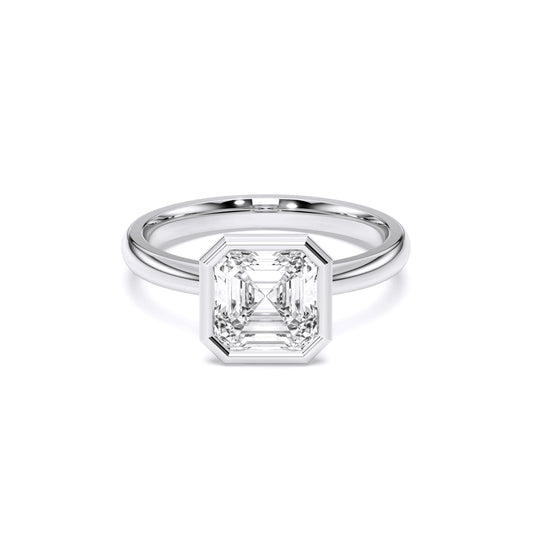 SQ.EMERALD BEZEL SOLITAIRE RING